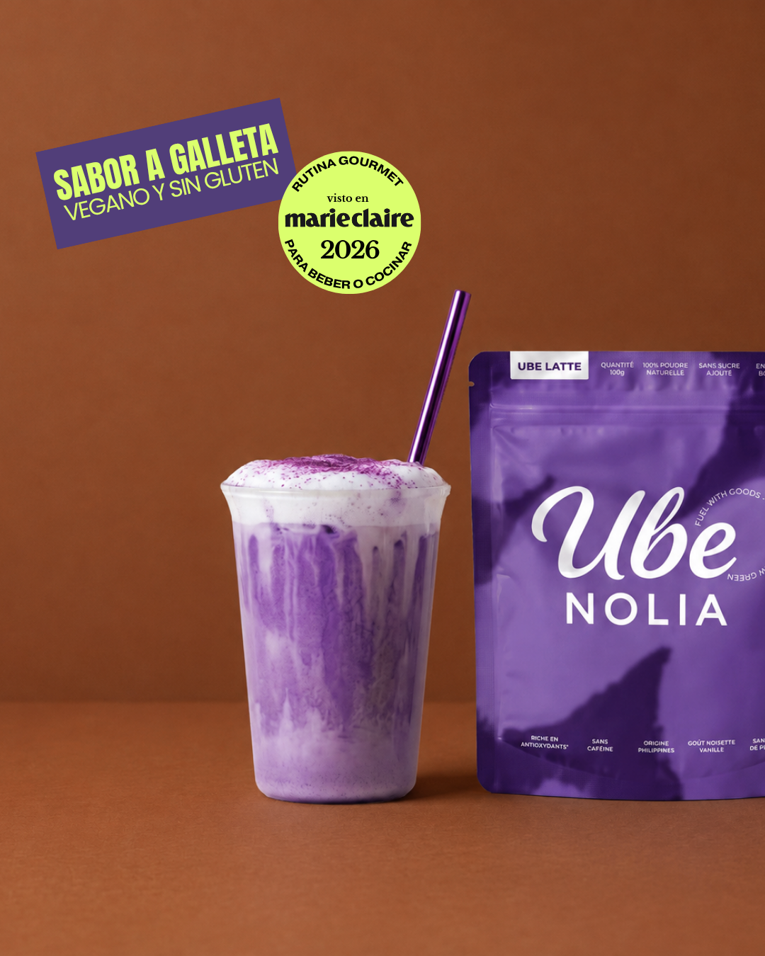 Polvo de ube Ube Nolia en bolsa, sabor a galleta de vainilla, origen Filipinas