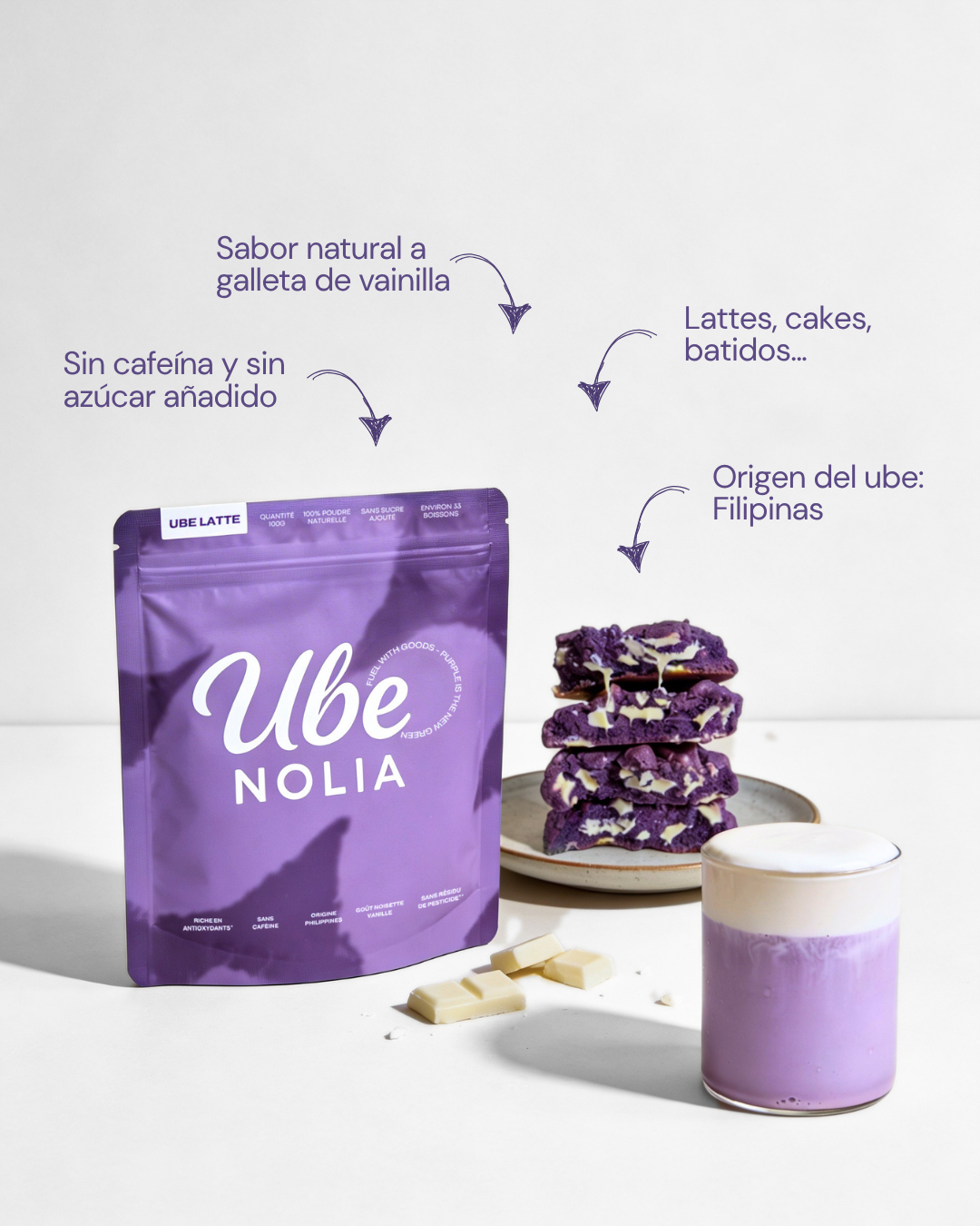 Beneficios del polvo de ube Ube Nolia, rico en antioxidantes
