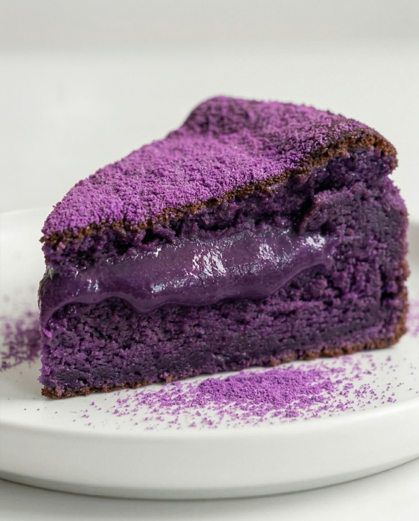 Receta de pastel de lava de Ube