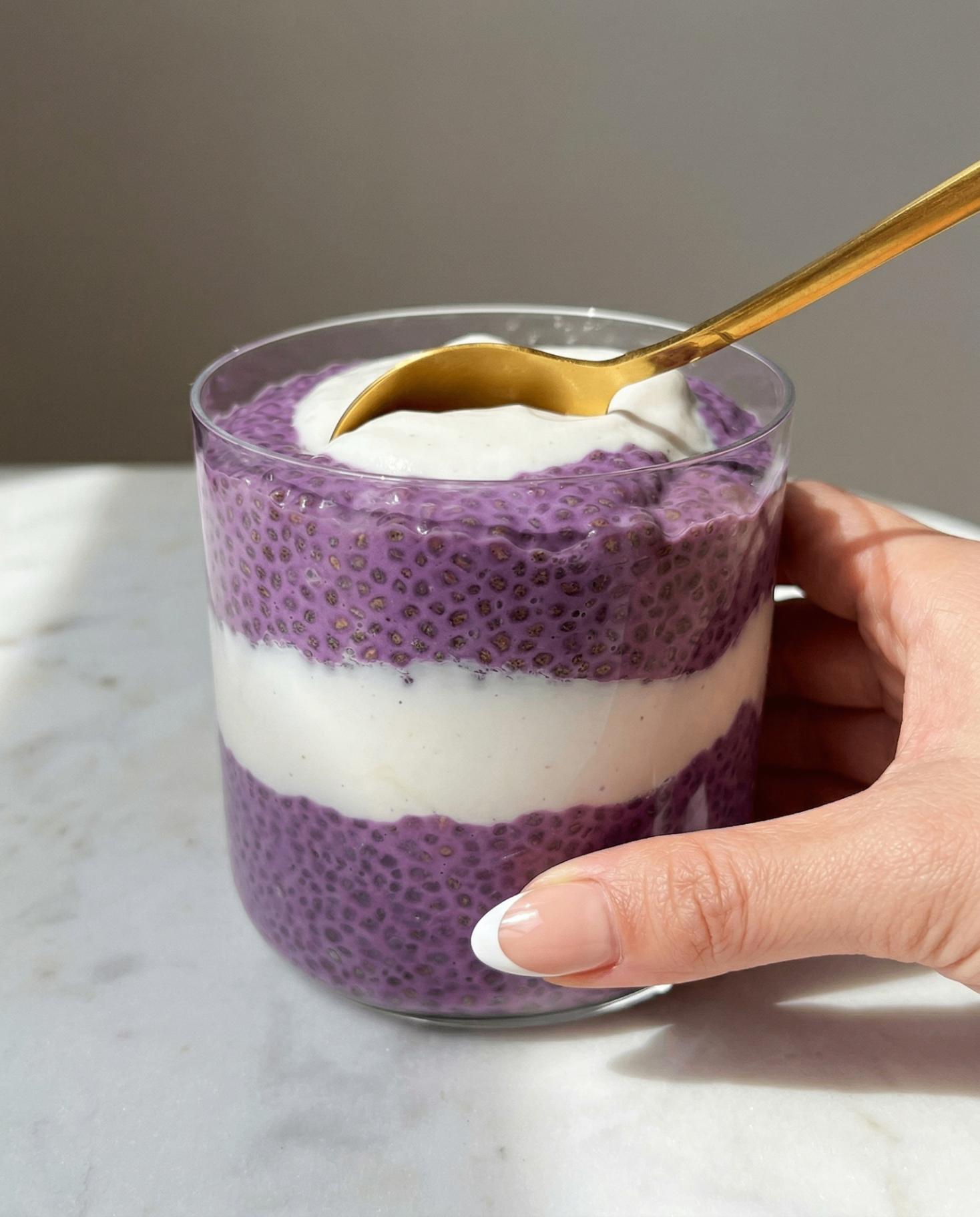 Pudín de chía ube – receta saludable de desayuno con semillas de chía y ñame morado | Ube Nolia