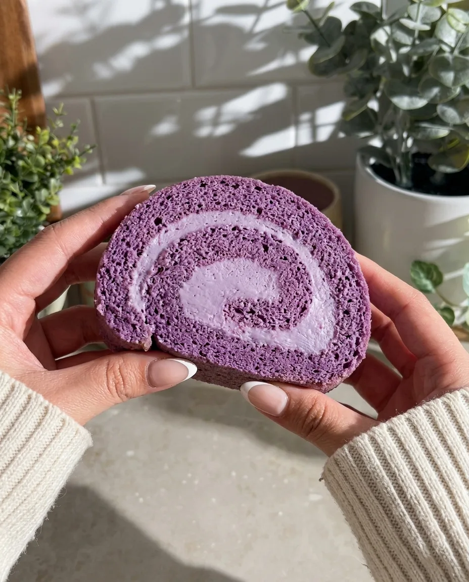 Brazo de gitano de ube – receta filipina de bizcocho suizo de ñame morado | Ube Nolia